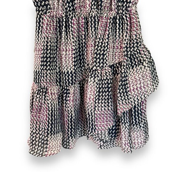 NWT Ramy Brook Printed Shawnie Ruffle Mini Dress XXS Petunia Combo Purple Blue - Picture 7 of 13